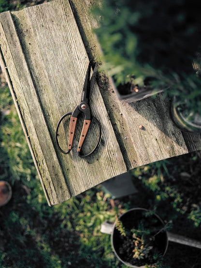 Barebones Garden Scissors - Walnut Scissors - Garden Supplies and Indoor Plant Accessories - Plant Shears with Wide Handles - Comfortable Fit Trimming Shears (Small)
