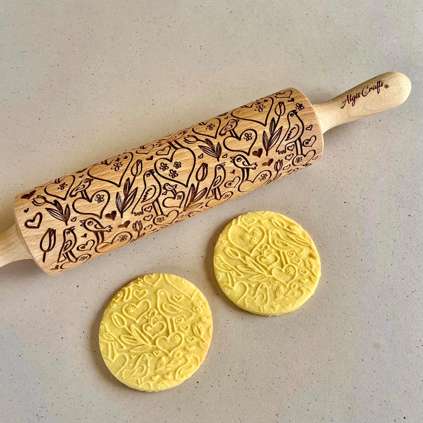 BEEHIVE Embossing Rolling Pin with Pattern. Laser Engraved Embossing Dough Roller for Homemade Cookies and Pottery by Algis Crafts