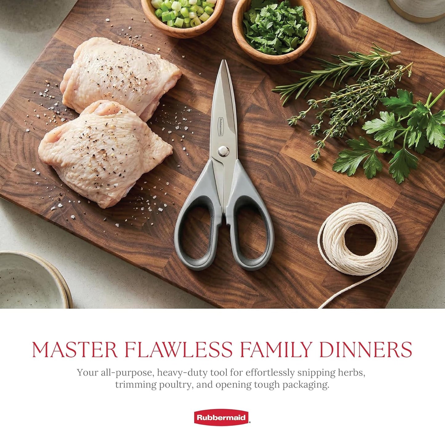 Rubbermaid Kitchen Scissors All Purpose Heavy Duty, Stainless Steel Kitchen Shears with Protective Sheath, Dishwasher Safe Kitchen Scissors for Food, Meat, Poultry & Herbs, Comfort Grip, Charchoal