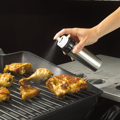 Misto Aluminum Oil Sprayer, Set of 2, Versatile Refillable Aerosol Sprayers for Olive Oil, Vinegar, Lemon Juice, Dressings, and More, Ideal for Cooking, BBQ, and Air Fryers
