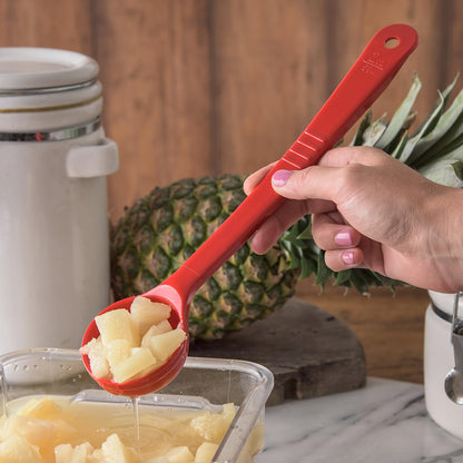 Carlisle FoodService Products 399214 Solid Long Handle Portion Control Spoon, 8 oz, Blue
