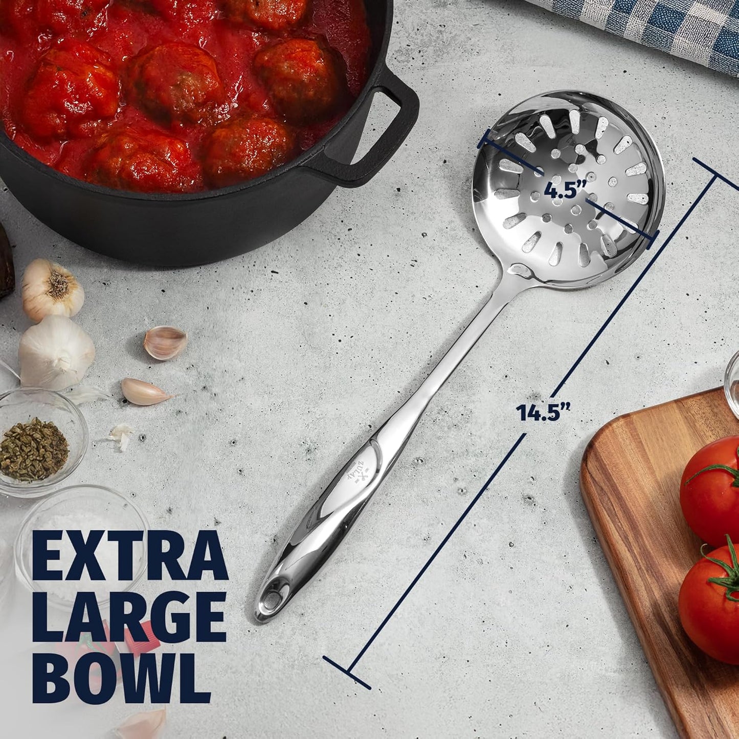 Zulay Kitchen Stainless Steel Spatula - 14.8” Heat-Resistant Metal Slotted Turner for Cooking, Frying & Grilling - Durable, Rust-Proof & Dishwasher Safe Kitchen Utensil for Everyday Use