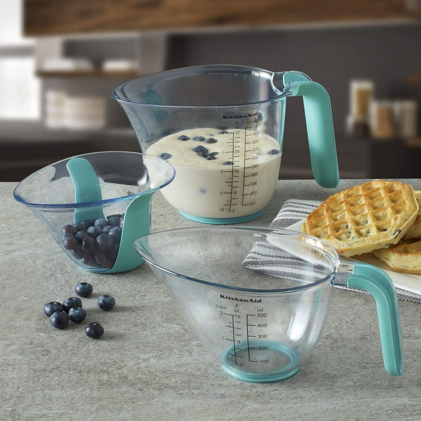 KitchenAid KQ298OSOBA Gourmet Set of 3 Measuring Jugs, Onyx