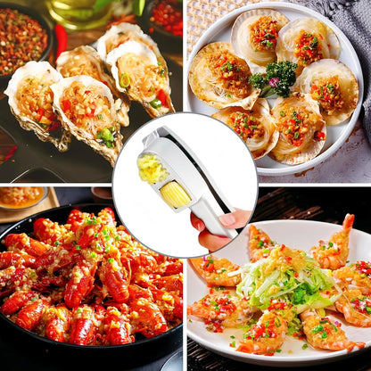 Professional 2 in 1 Garlic Press & Slicer,Multifunctional Garlic Mincer Tool with Ergonomic Handle,Effortlessly Crush,Slice and Mince Garlic,Rust-Proof,Easy to Squeeze and Clean,Dishwasher Safe