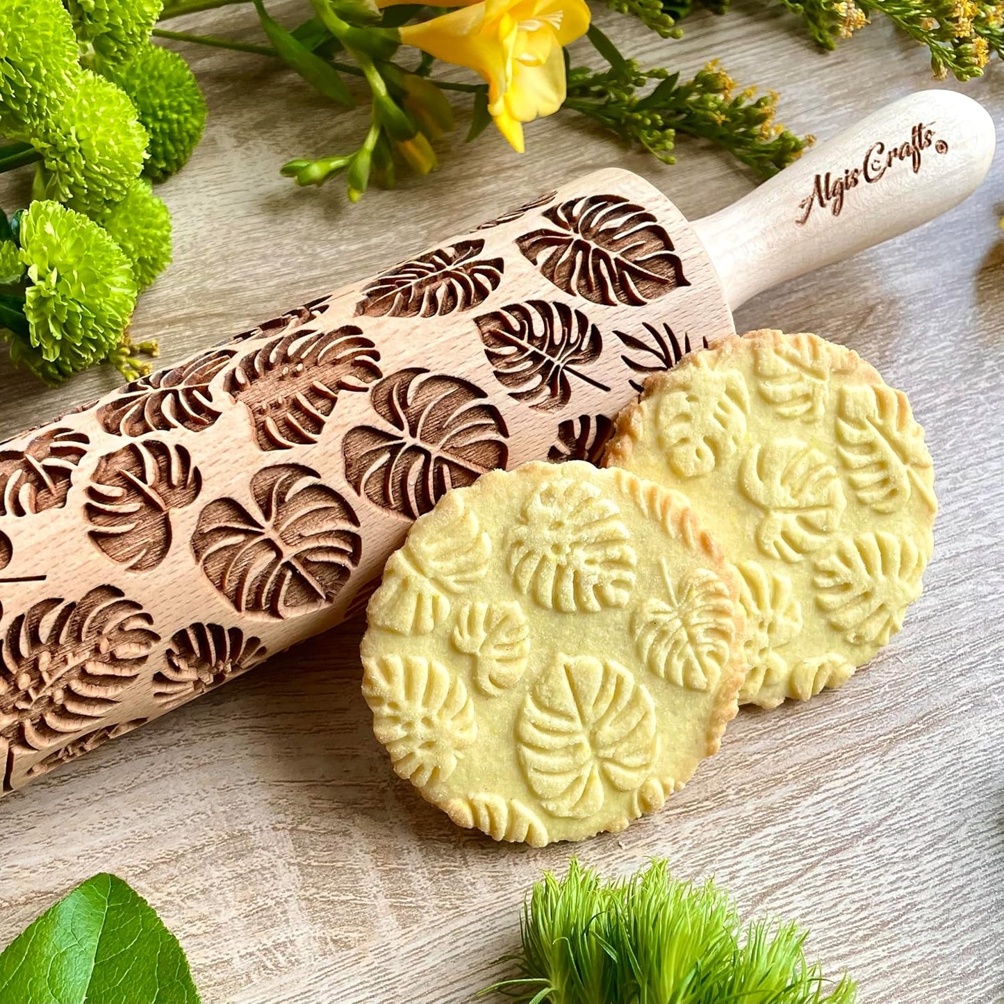 Embossing Rolling Pin SHELLS. Dough and Clay Roller for Embossed Cookies and Pottery. Cookie and Ceramic Stamp. Backing Gifts for Women by Algis Crafts
