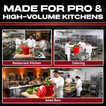 5 Gallon Chef Master Commercial Salad Spinner Dryer – Hand Powered Manual Lettuce Spinner and Fruit Washer Bowl w/ Strainer - Sealed Gearbox, Built In Brake System - Durable Spinner Mechanism - 90005