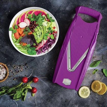 Börner Mandoline Slicer V5 (Professional Set) • Adjustable Vegetable Slicer (7-piece) • 10 Cutting Styles • Kitchen Slicer incl. Docking Station • Stainless Steel V-Blade • Color: Red