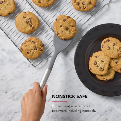 KitchenAid Spoon Spatula with Curved Edges and Stainless Steel Handle, Nonstick Safe, Durable, Dishwasher Safe