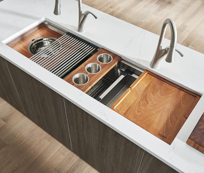 Ruvati Wood Platform with Mixing Bowl and Colander (complete set) for Workstation Sinks - RVA1288