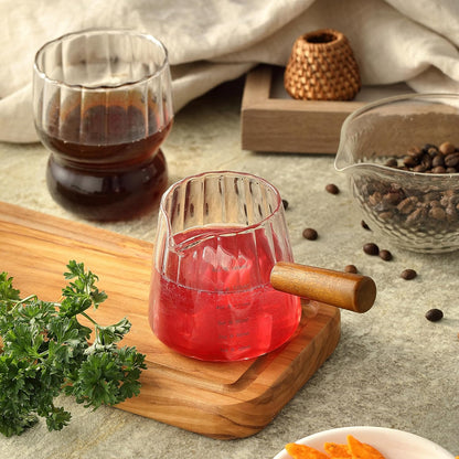6OZ Espresso Cups, JINLIFA Glass Espresso Shot Measuring Cup with V-Shaped Mouth, Markings in both oz& ml