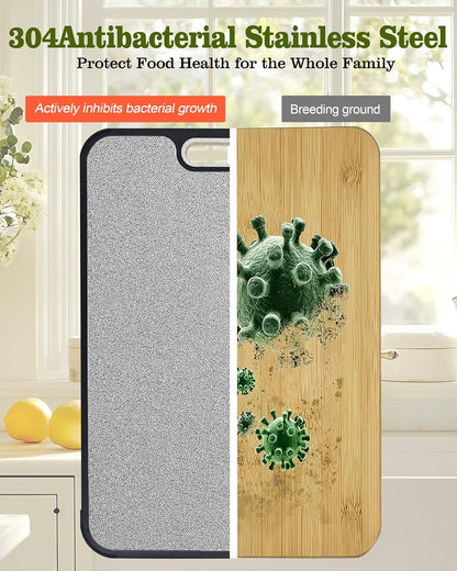 Titanium Cutting Board, 2-in-1 Titanium Alloy And Wheat Straw PP Chopping Board with Avocado Slicer, Food Grade Cutting Board with Handle for Kitchen, RV, Camping(16x11 Inches, Random Color)