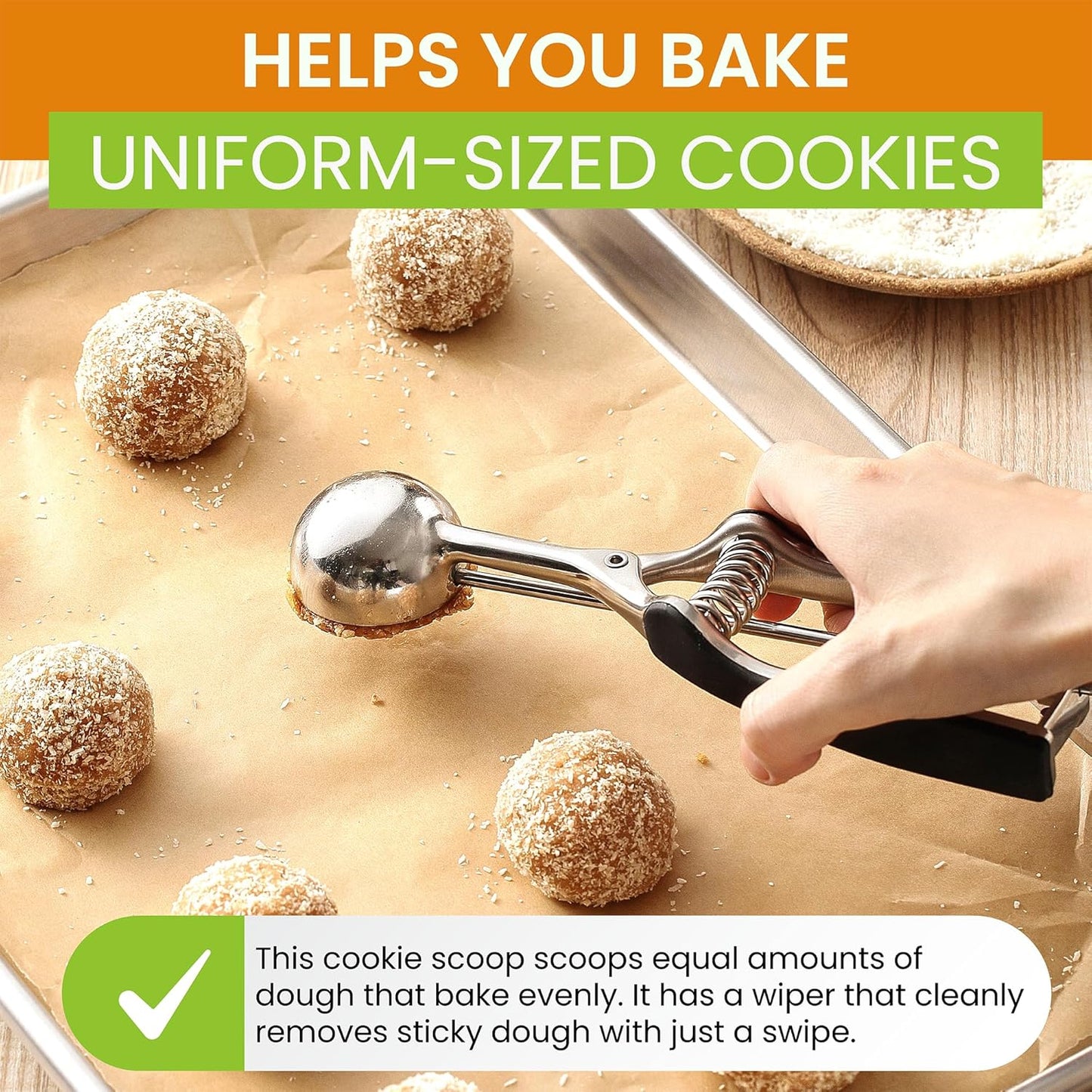 Spring Chef Large #20 Stainless Steel Cookie Scoop for Baking - Melon Baller - Multifunctional 2.93 Tbsp Cookie Scooper with Trigger Release for Ice Cream, Meatball, Cupcake, Muffin - Mint