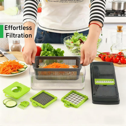 Vegetable Chopper, 7-in-1 Multifunctional Kitchen Slicer & Dicer with 7 Interchangeable Blades for Effortless Meal Prep