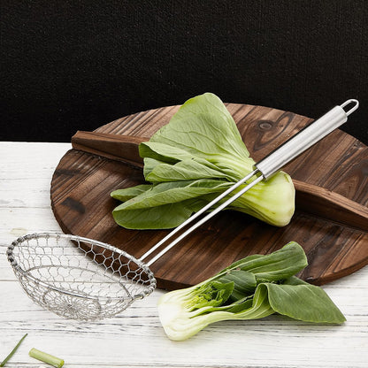 Stainless Steel Spider Strainer Asian Kitchen Wire Food Cooking Skimmer With Natural Bamboo Handle, 6-Inch, Hand-Made