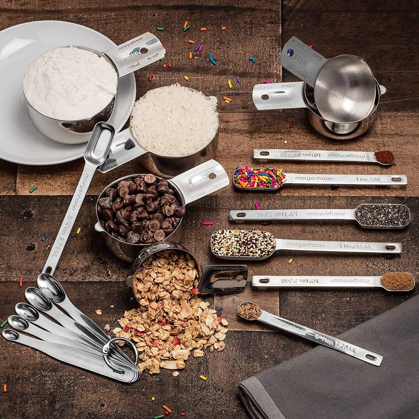 Stainless Steel Mini Measuring Spoons Set - Heavy Duty, 5-Piece Set - For Powders, Supplements, Herbs, Spices, Extracts - Dishwasher-safe - Professional Metal Kitchen Utensils By Morgenhaan