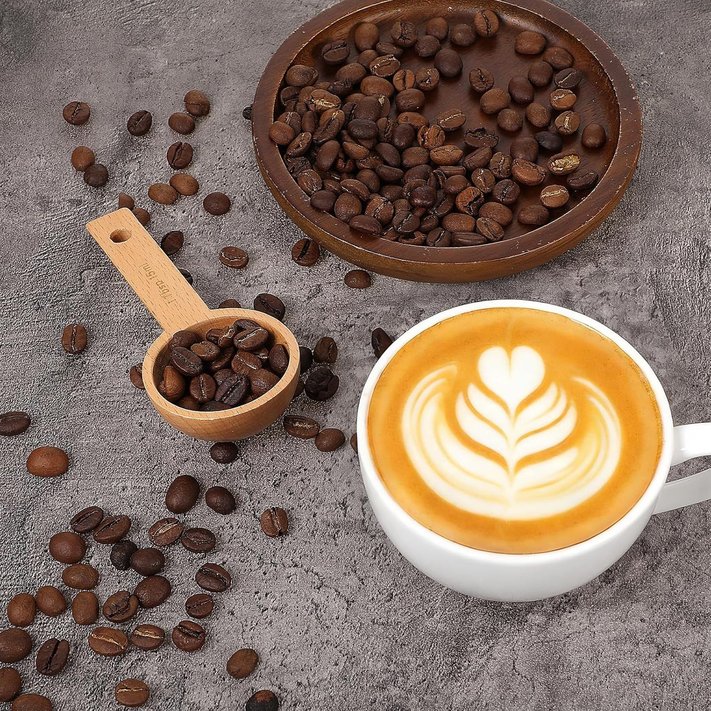 4 PCS Wooden Measuring Spoons Coffee Measuring Scoop Wooden Scoops for Jars 1 Tablespoon Beech Coffee Scoop Small Sugar Scoops for Canister for Ground Coffees Beans Sugar Tea Bath Salt Containers