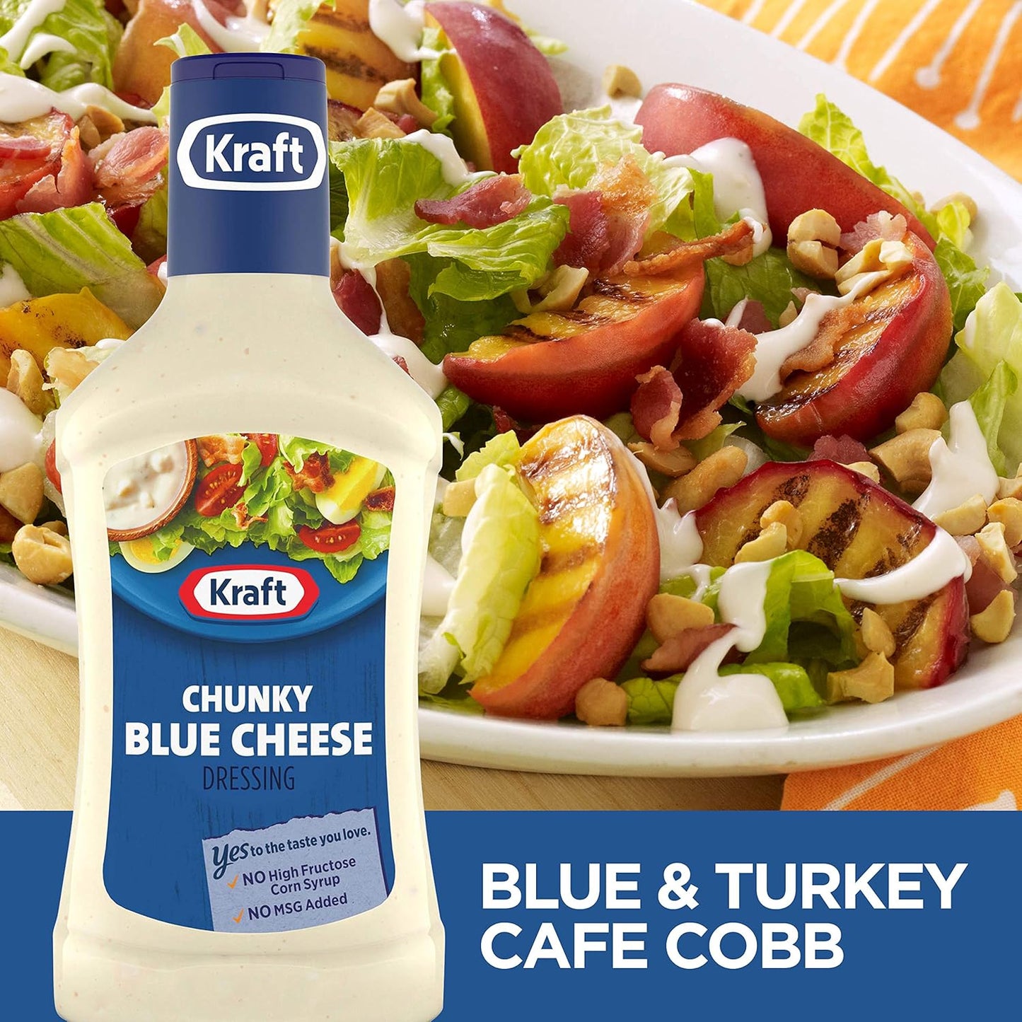 Kraft Dressing, 1 Bottle, for Salads and Dipping, Chunky Blue Cheese, No High-Fructose Corn Syrup, No Artificial Flavors, 16 oz