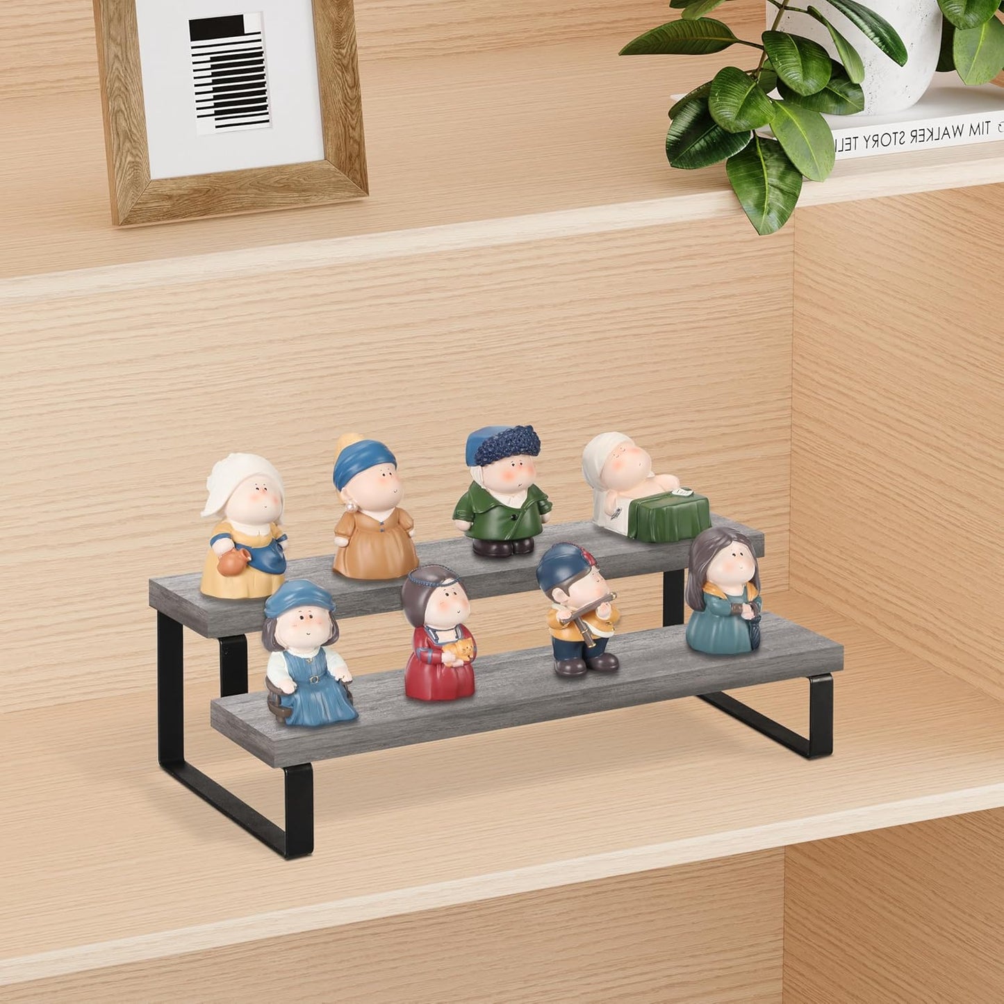 YINMIT Wooden Display Riser Stand, Tiered Perfume and Cologne Organizer Stand, 4 Tier Spice Rack Organizer, Rustic Display Shelf for Candles (4 Tier)