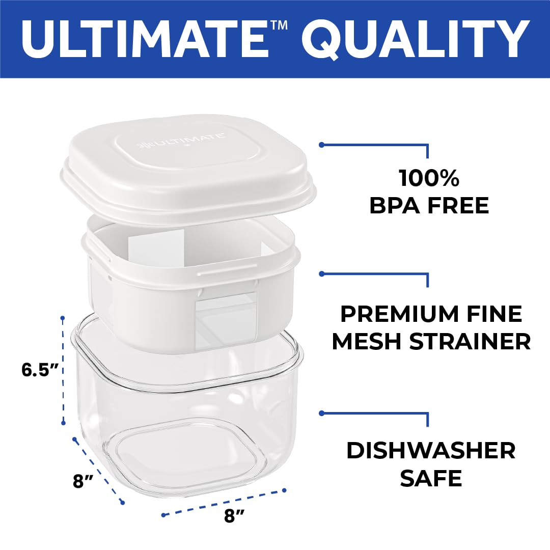 Yogurt Strainer, Make Delicious, High Protein, Greek Yogurt, 70% Less Sugar & Lactose, Fine Mesh Nylon Greek Yogurt Maker, 100% BPA-Free & Dishwasher Safe with Large 2.3 Quart Capacity
