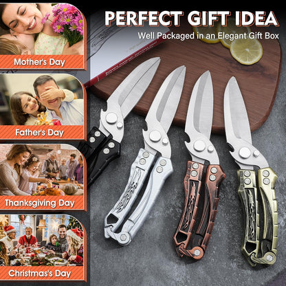 Dream Reach Poultry Shears, Heavy Duty Kitchen Shears with Serrated Edge, No Rust Spring Loaded, Multipurpose Stainless Steel Kitchen Scissors for Chicken, Bone, Meat, Turkey, Fish Thanksgiving Gifts