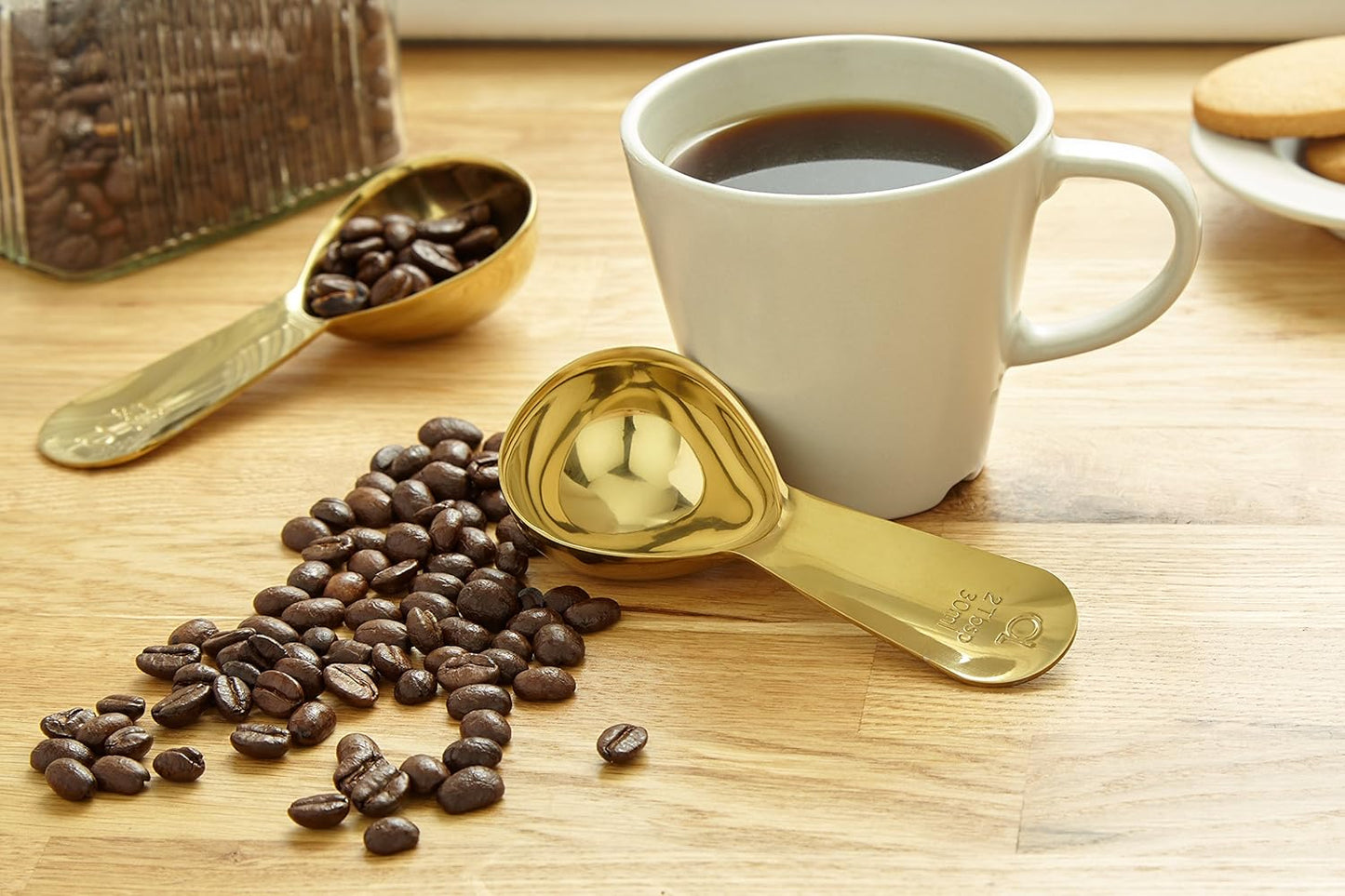 Apace Living Coffee Scoop (Set of 2) - 2 Tablespoon (2 Tbsp / 1/8 Cup / 1 oz) - The Best Stainless Steel Measuring Spoons for Coffee, Tea, and More (2, Rose Gold)