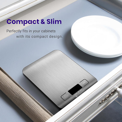 Etekcity Smart Food Kitchen Scale with Nutritional Calculator, Free App with 19 Nutrients Tracking, Calorie, Marco, Digital grams and ounces for weight loss, Premium Stainless Steel, 11lb