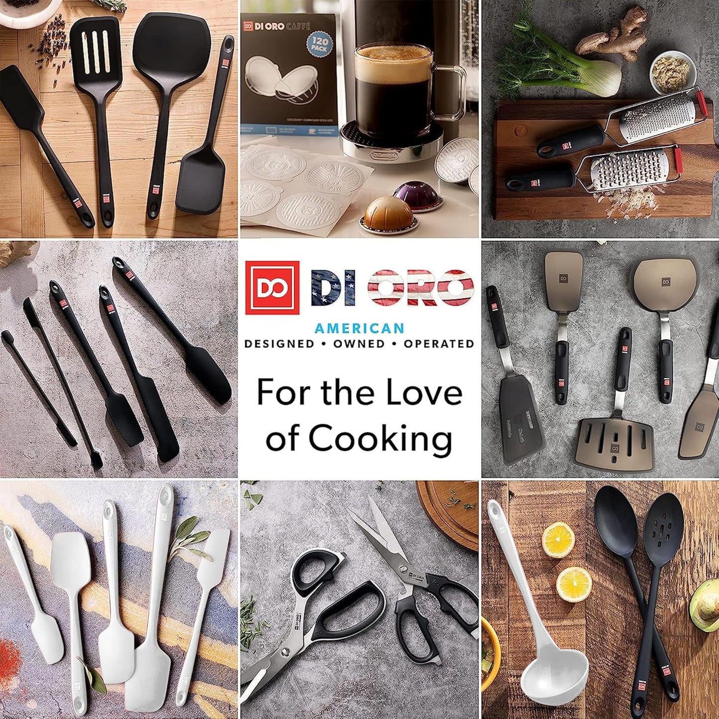 DI ORO Silicone Spatula Set - Rubber Kitchen Spatulas for Baking, Cooking, & Mixing - 600°F Heat-Resistant & BPA Free Silicone Scraper Spatulas for Nonstick Cookware - Dishwasher Safe (4pc, Black)