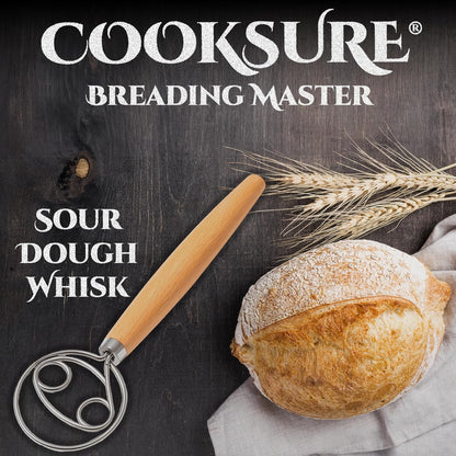 Danish Dough Whisk & Bread Lame Set for Sourdough Bread – Wooden Handle Dough Whisk Mixer and Bread Scoring Tool, Artisan Sourdough Baking Tools & Bread Baking Supplies