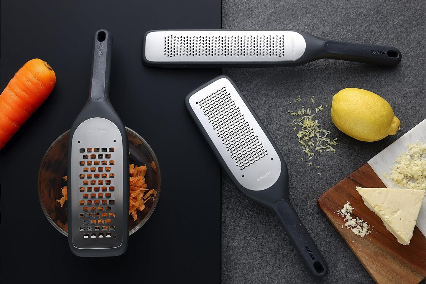 Zyliss Fine Grater and Zester - Handheld Grater with Stainless Steel Blade & Wheat Straw Handle - Ideal for Hard Cheese, Chocolate, Fruit, Vegetables, & More - Protective Cover Doubles as Scraper