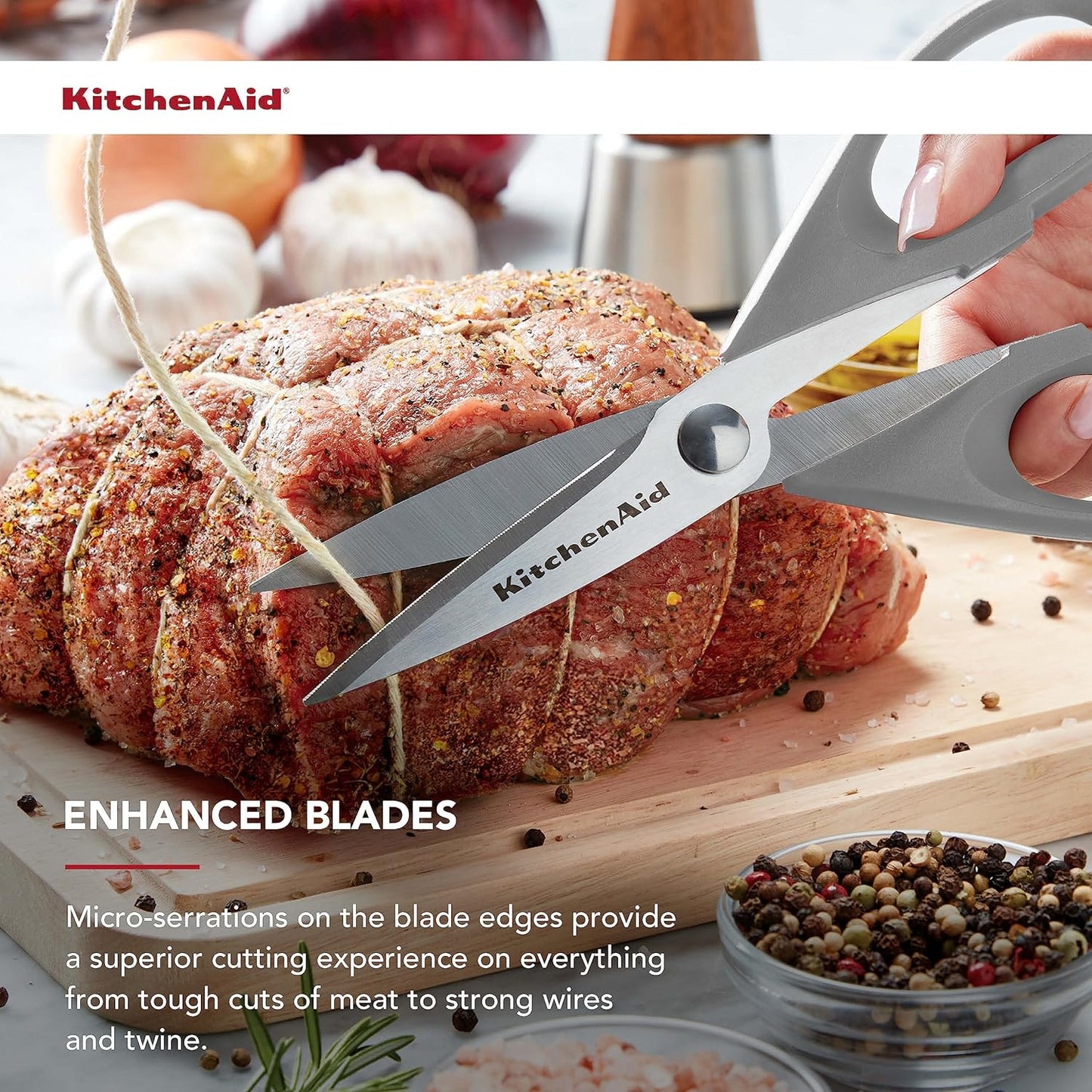 KitchenAid Multipurpose Shear Set, Versatile Scissors with Nutcracker, Bottle Opener, Ergonomic Handles with Protective Blade Covers, 2 Piece