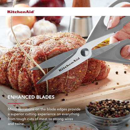 KitchenAid Multipurpose Shear Set, Versatile Scissors with Nutcracker, Bottle Opener, Ergonomic Handles with Protective Blade Covers, 2 Piece