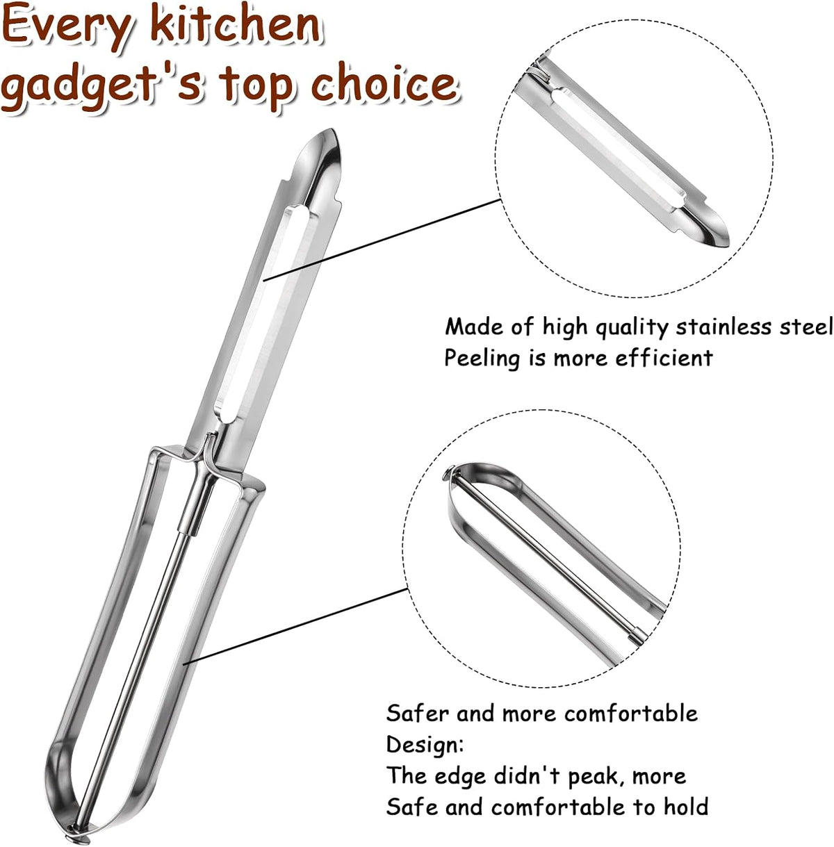 3 Pack Vegetable Peelers for Kitchen, Stainless Steel Fruit Potato Peeler with Easy Grip Ergonomic Handle, Dishwasher Safe Swivel Fruit Peelers
