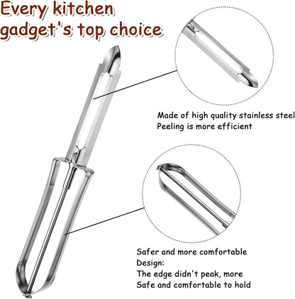 3 Pack Vegetable Peelers for Kitchen, Stainless Steel Fruit Potato Peeler with Easy Grip Ergonomic Handle, Dishwasher Safe Swivel Fruit Peelers