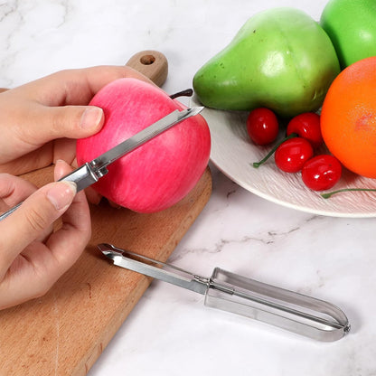 3 Pack Vegetable Peelers for Kitchen, Stainless Steel Fruit Potato Peeler with Easy Grip Ergonomic Handle, Dishwasher Safe Swivel Fruit Peelers