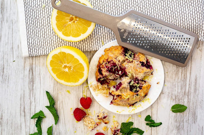 Microplane EcoGrate Series - Fine Cheese Grater with Peacock Blue Frame | USA-Made Blade