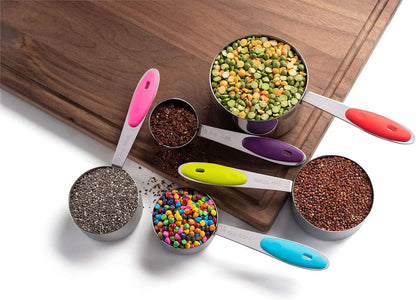 Bellemain One-Piece Stainless Steel Measuring Cups Set of 6 – Nesting Metal Measuring Cups for Kitchen – Dry & Liquid Measurements (ML & OZ), Rust-Resistant, Dishwasher Safe, Ergonomic Design