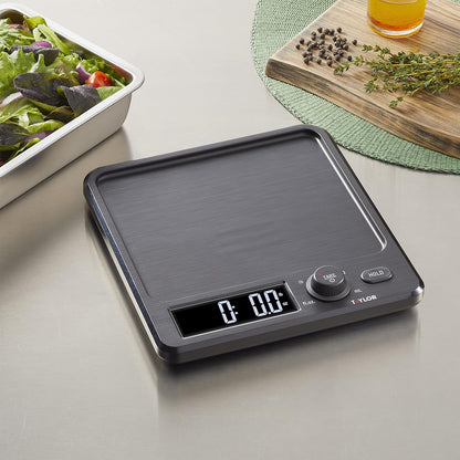 Taylor Waterproof Digital Kitchen Scale, 11 pounds, Black
