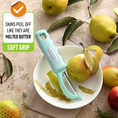 Spring Chef Premium Swivel Vegetable Peeler, Soft Grip Handle and Ultra Sharp Stainless Steel Blades - Perfect Kitchen Peeler For Veggie, Fruit, Potato, Carrot, Apple - Pink Lemonade