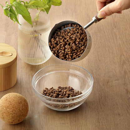 1 Cup Dog Cat Food Scoop, OHOLA Stainless Steel Dog Food Measuring Cup, Precision Scale Measurements (Stylish Pattern)