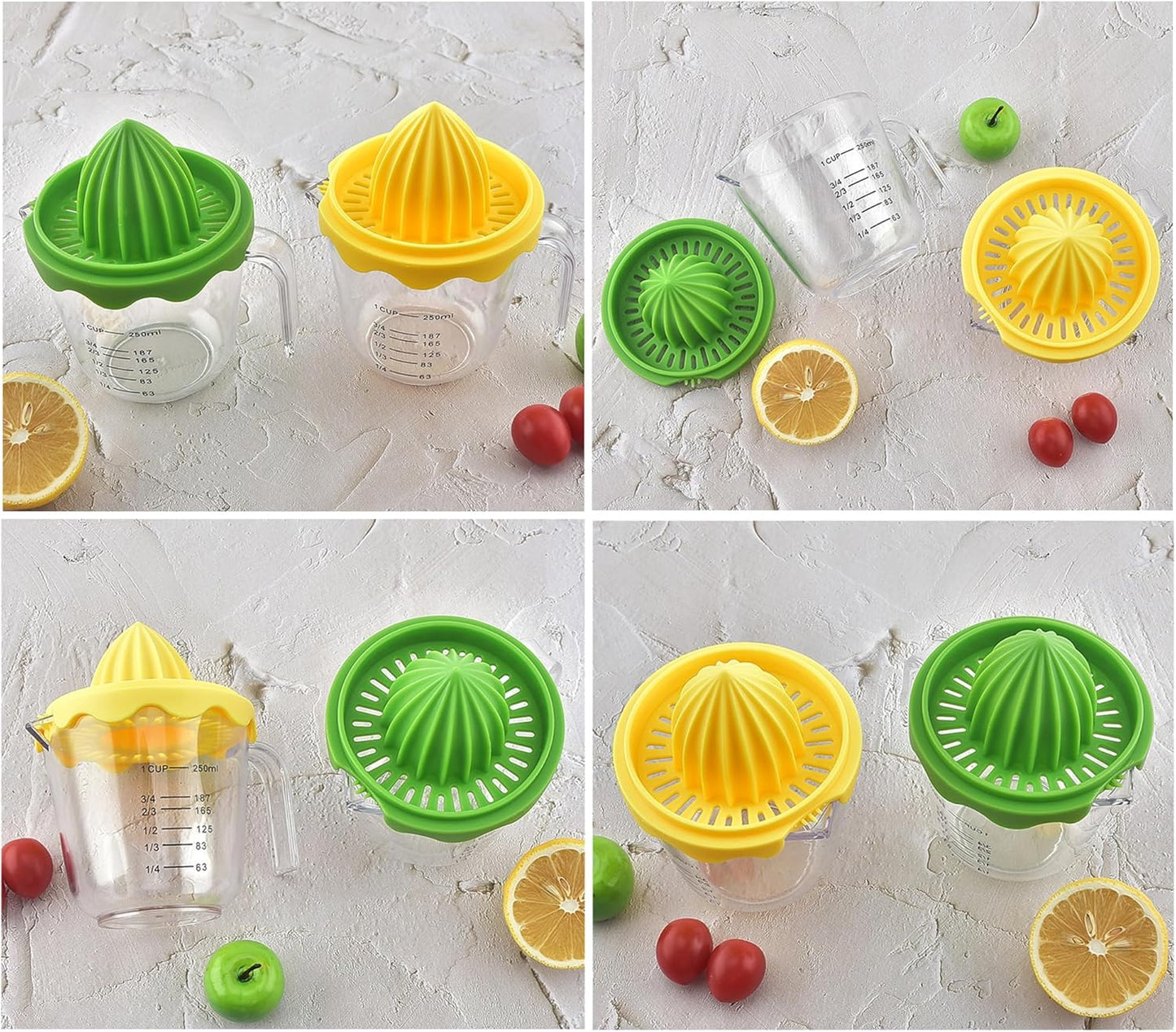 Citrus Orange Juicer, Lemon Manual Hand Squeezer Lime Press Anti-Slip Lid Rotation Reamer with Strainer and Container…