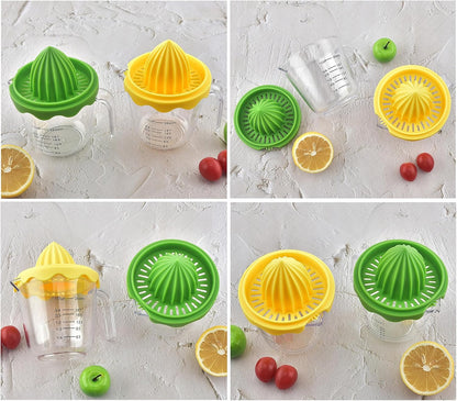 Citrus Orange Juicer, Lemon Manual Hand Squeezer Lime Press Anti-Slip Lid Rotation Reamer with Strainer and Container…