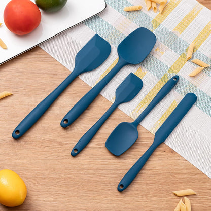 Silicone Spatula Set, 5 Piece Food Grade Rubber Spatulas for Baking, Cooking, and Mixing High Heat Resistant Non Stick Dishwasher Safe BPA-Free (Multicolor)