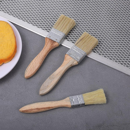 3 Pcs Pastry Brush Basting Brush BBQ Brushes Boar Bristles Wooden Handle Brushes for Applying Marinades, Sauces, Oils, Egg and Baking (1 Inch, 1 1/2 Inch)
