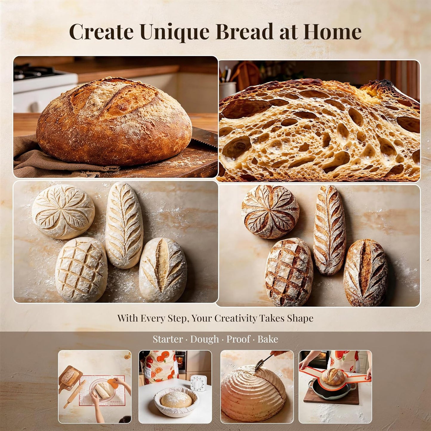 Sourdough Starter Kit, 23-Piece Bread Baking Set with Banneton Proofing Baskets Round & Oval, Starter Jar, Lame, Dough Whisk, Scraper & Sling - Sourdough Baking Supplies Gift for Beginners