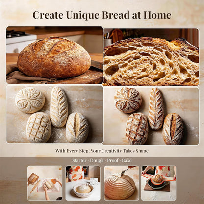 Sourdough Starter Kit, 23-Piece Bread Baking Set with Banneton Proofing Baskets Round & Oval, Starter Jar, Lame, Dough Whisk, Scraper & Sling - Sourdough Baking Supplies Gift for Beginners