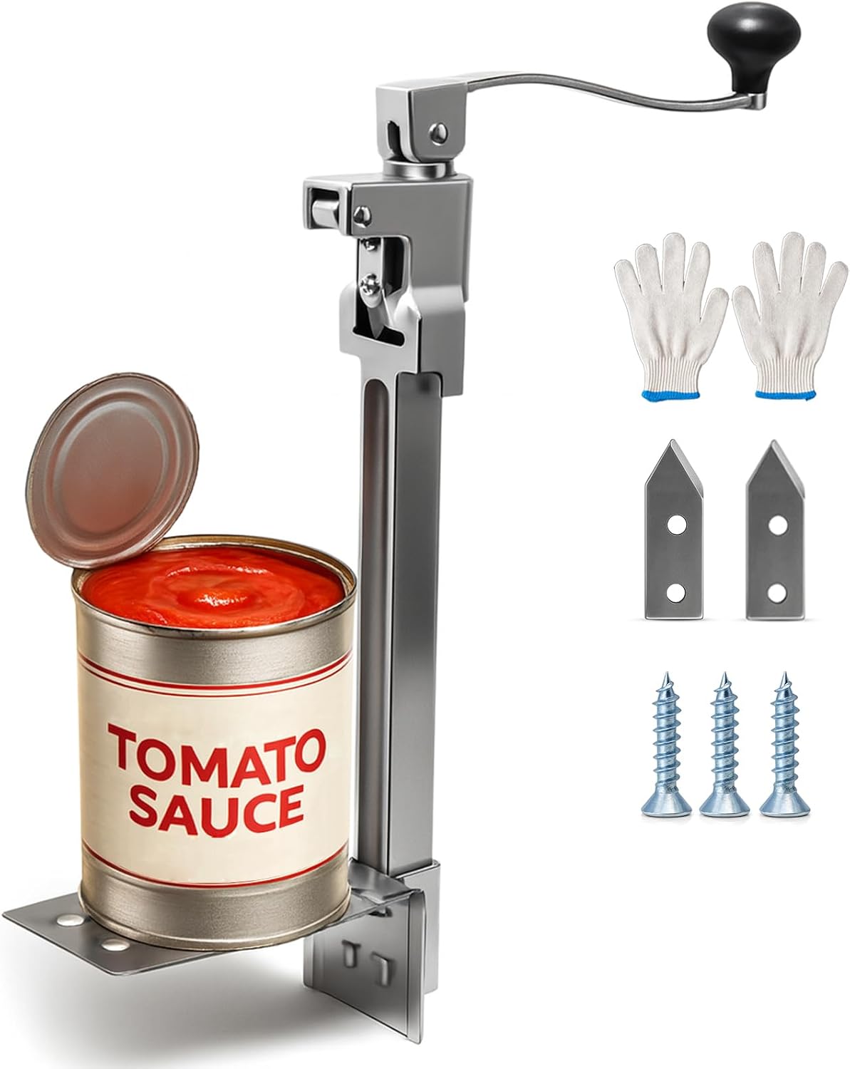Commercial Can Opener Heavy Duty, Manual Tabletop Can Opener with 2 Blades