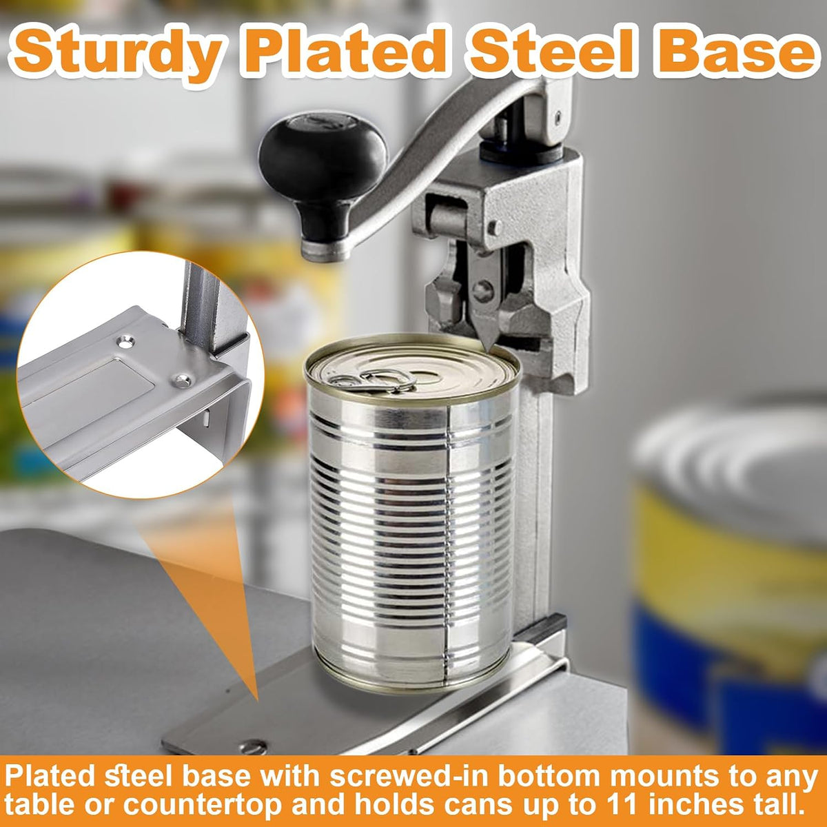 Commercial Can Opener Heavy Duty, Manual Tabletop Can Opener with 2 Blades