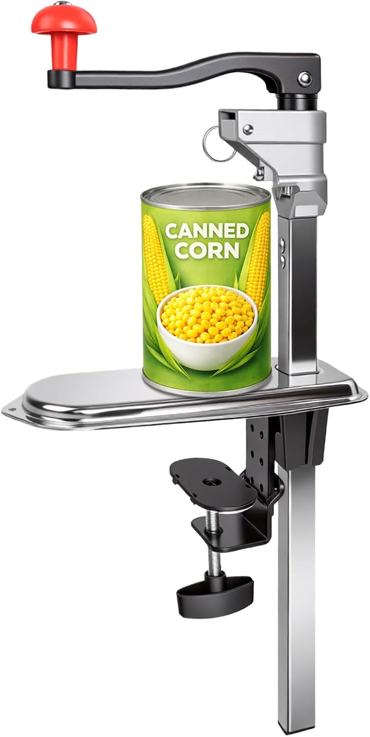 Commercial Can Opener Heavy Duty, Manual Tabletop Can Opener with 2 Blades