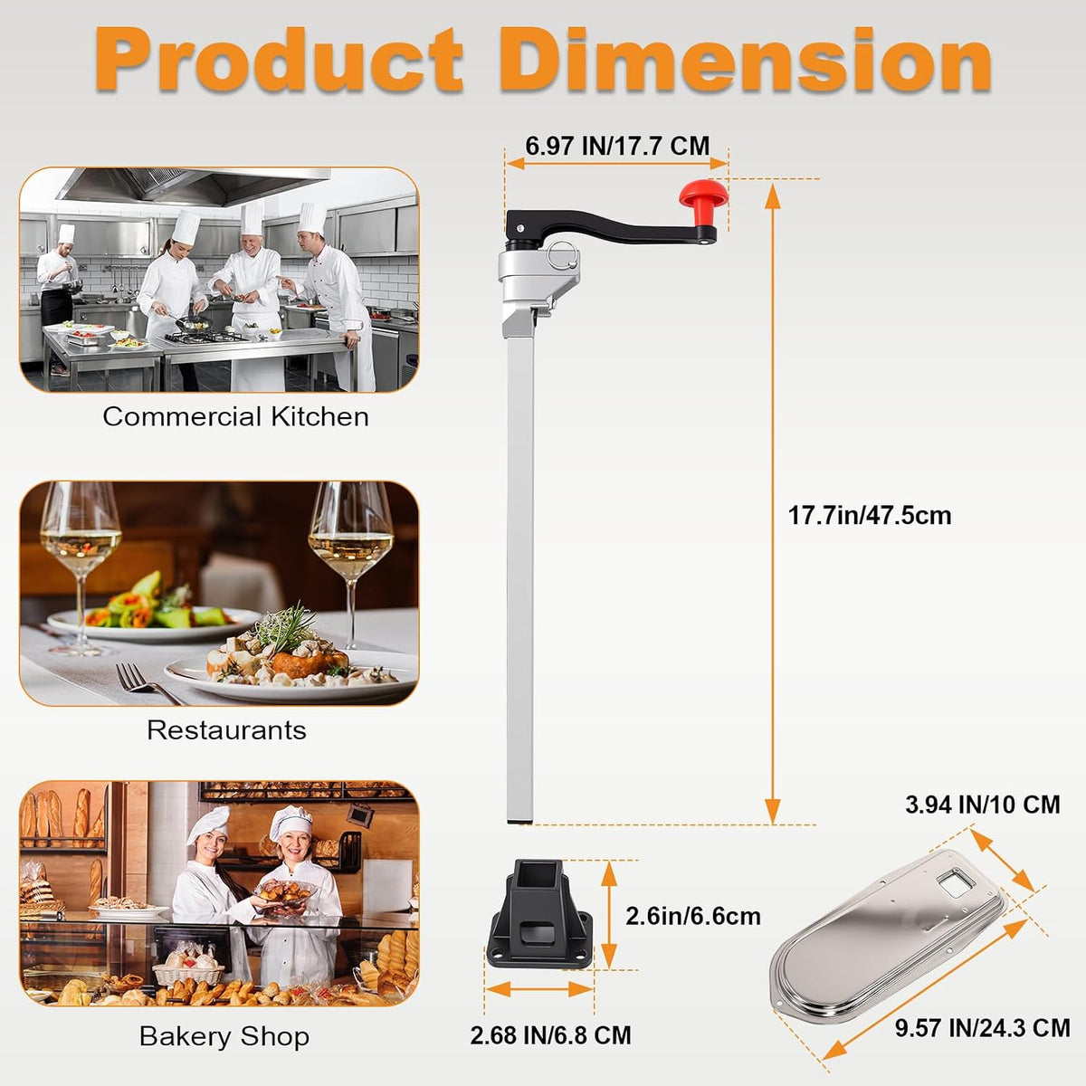 Commercial Can Opener Heavy Duty, Manual Tabletop Can Opener with 2 Blades