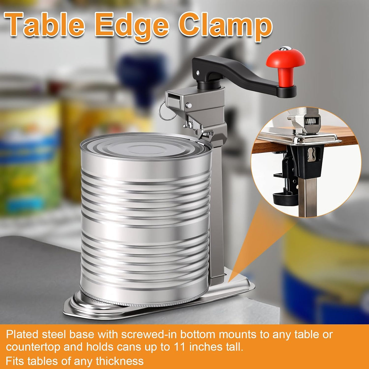 Commercial Can Opener Heavy Duty, Manual Tabletop Can Opener with 2 Blades